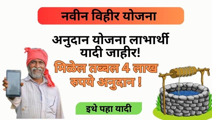 आनंदाची बातमी: 2023 मध्ये नवीन विहीर योजनेची यादी जाहीर|मिळेल तब्बल 4 लाख रुपये अनुदान|तुमचे नाव यादीत तपासा नवीन विहीर योजना यादी(Vihir Anudan yadi maharashtra)